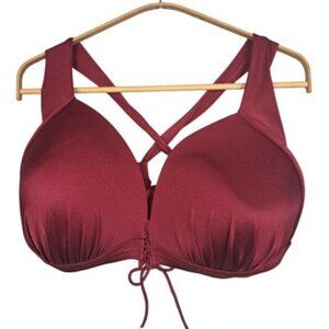 Venus Maroon Strappy Push Up Bikini Swim Top